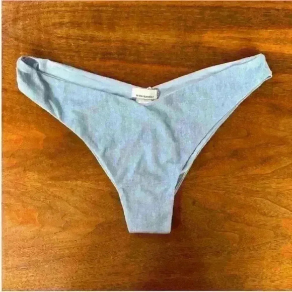 WeWoreWhat- "Delilah" Bikini Bottom In Pique Denim Texture Size XL- NWT! - Picture 7 of 11